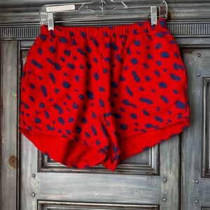 Clare V Red and Blue Leopard Sweatshorts Size L
